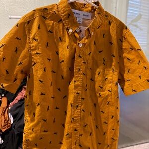 Old Navy Men's Casual Yellow Shirt with Black Pattern